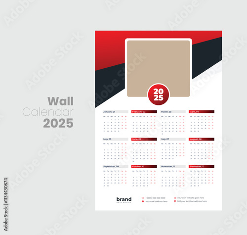 Wall calendar 2025 template design
