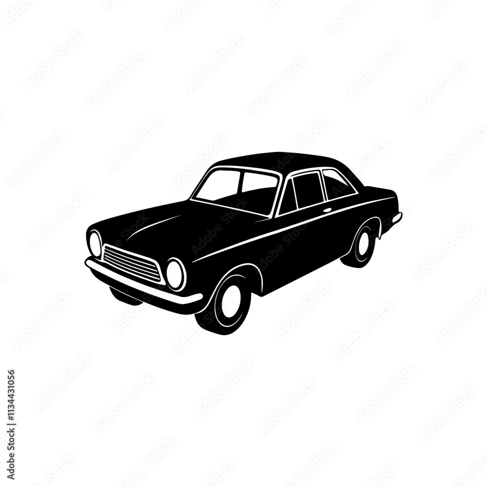 Naklejka premium Vintage Classic Car silhouette, black and white silhouette, vector and&nbsp;illustration