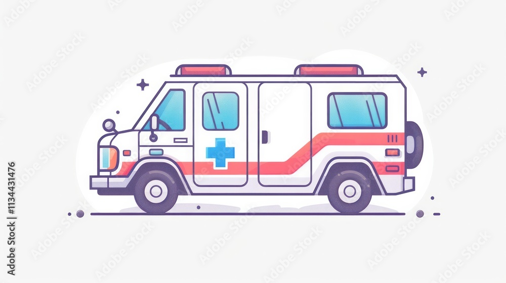 Naklejka premium Icon of Ambulance: Signifying emergency medical services. Cartoonish style