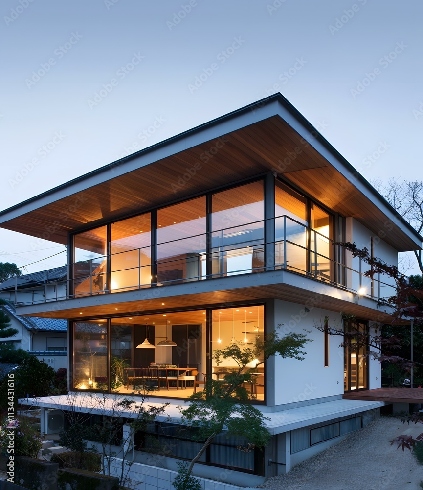 Modern Two Story Home With Large Windows