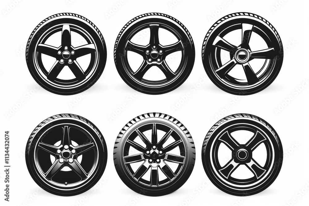 Car wheels icon, tire silhouettes, rim symbol, auto wheels sign, car tyre pictograms, minimal Car wheels icon, tire silhouettes, rim symbol, auto wheels sign, car tyre pictograms, minimal