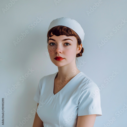 Pretty young nurse portrait isolate on white background. photo