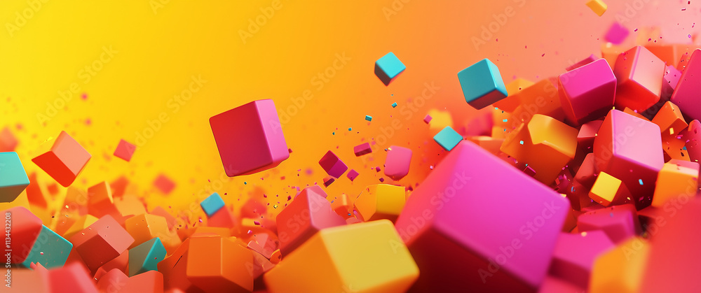 Vibrant Multicolor Cubes Burst Abstract Dynamic Shapes Vibrant Multicolor Cubes Burst Abstract Dynamic Shapes