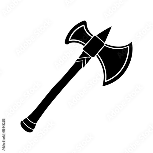 axe silhouette, black and white silhouette, vector and illustration