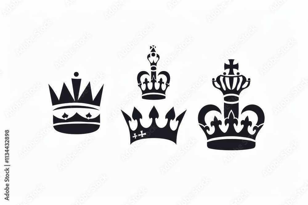 Crown icon, king symbol, princess black sign, queen, royal emblem, royalty, minimal crown logo isolated Crown icon, king symbol, princess black sign, queen, royal emblem, royalty, minimal crown logo isolated