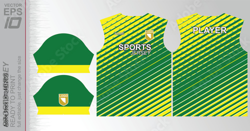 Modern ready-to-print jersey design with dynamic lines and vibrant colors. Perfect for football, basketball, cycling, or sportswear. High-quality, customizable vector file for instant printing.