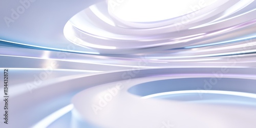 Abstract Futuristic Architecture: Swirling White and Light Blue Curves
