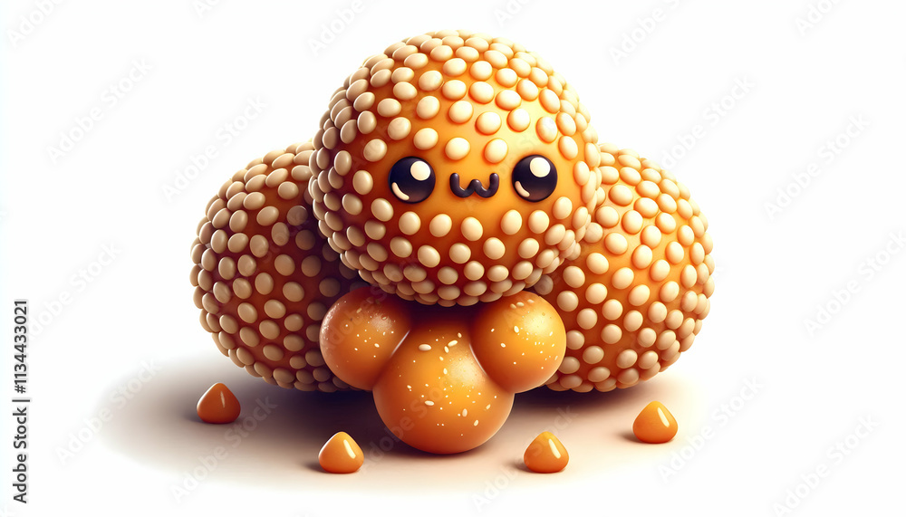 Obraz premium 3D Vector image of tilgul sweets (sesame balls) isolated on white background. concept as A detailed vector illustration of traditional tilgul sweets made of sesame seeds and jaggery symbolizing sweetn