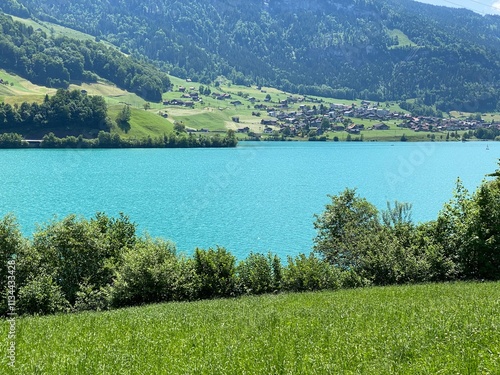 Lake Lungern or Natural reservoir Lungerersee - Canton of Obwald, Switzerland (Naturstausee Lungernsee oder Lungerensee - Kanton Obwald, Schweiz) photo