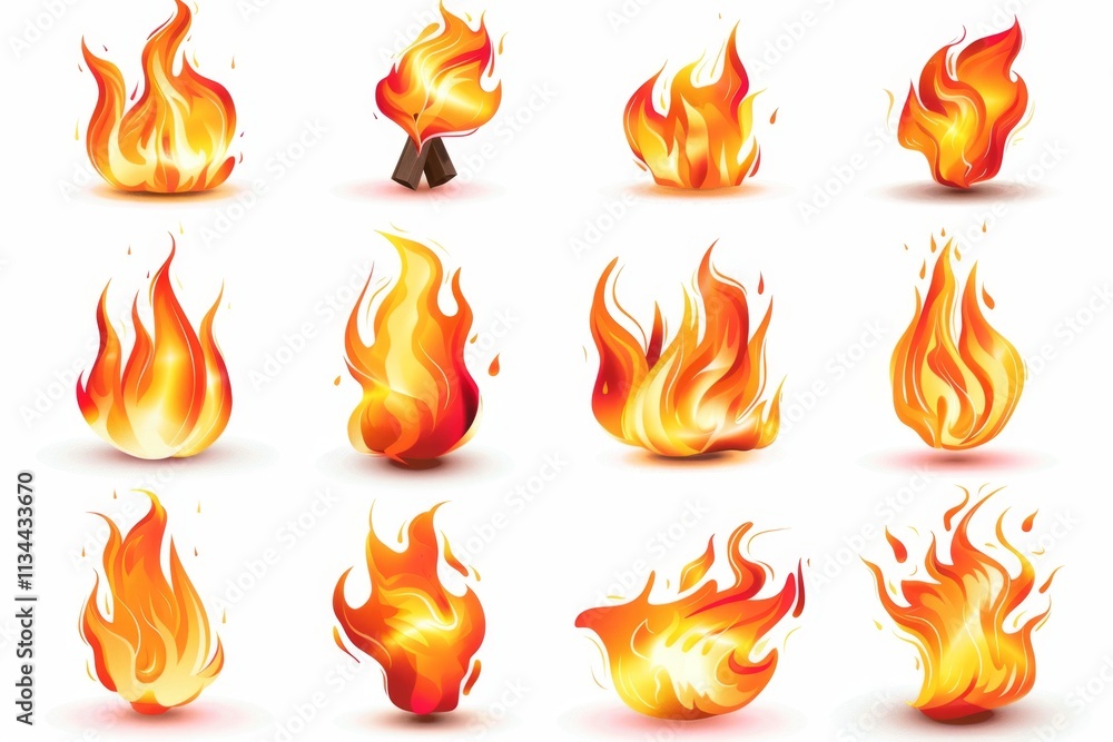 Fire icon, flame bonfire sign, campfire symbol, 3d realistic burn graphic element, fire emblem, grill pictogram Fire icon, flame bonfire sign, campfire symbol, 3d realistic burn graphic element, fire emblem, grill pictogram