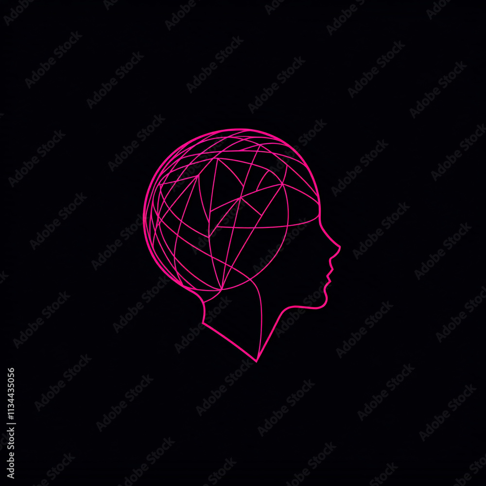 Abstract Human Head with Digital Network Structure Abstract Human Head with Digital Network Structure