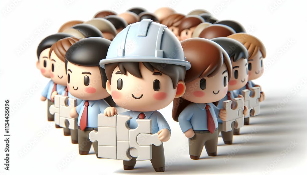 3D Portrait macro of individual team member holding a puzzle piece representing their role in team building copy space on left. concept as Portrait macro of an individual team member holding a puzzle 3D Portrait macro of individual team member holding a puzzle piece representing their role in team building copy space on left. concept as Portrait macro of an individual team member holding a puzzle