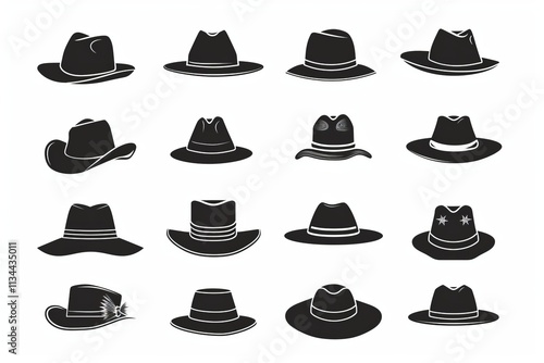 Wallpaper Mural Hat flat icon, headdress symbol, minimal cap sign, bonnet black silhouette, fedora shape, bowler, trilby Torontodigital.ca