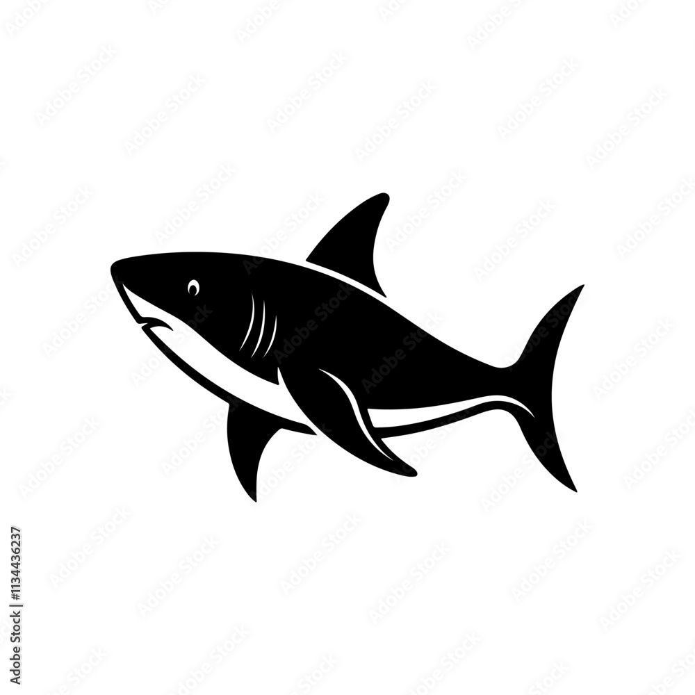 shark silhouette, black and white silhouette, vector and illustration shark silhouette, black and white silhouette, vector and illustration