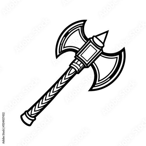 axe line art, black outline, vector and illustration, line art and outline