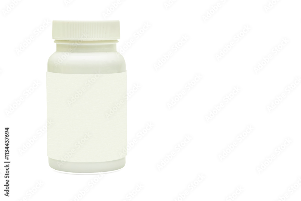White jar container for tablets, dietary supplements, medicines, creams White jar container for tablets, dietary supplements, medicines, creams
