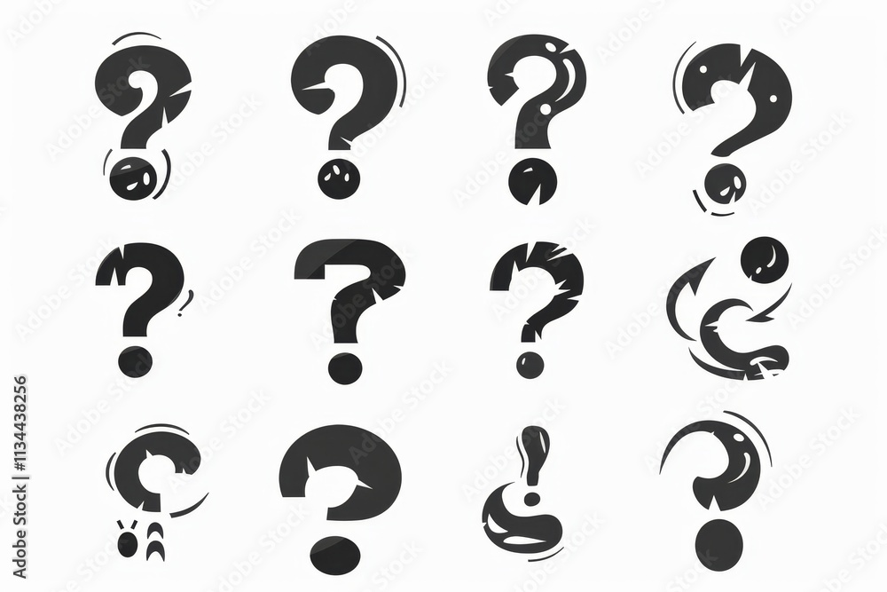 Question mark icon, quiz symbol, interrogation sign, simple rebus silhouette, questions emblem, faq set Question mark icon, quiz symbol, interrogation sign, simple rebus silhouette, questions emblem, faq set