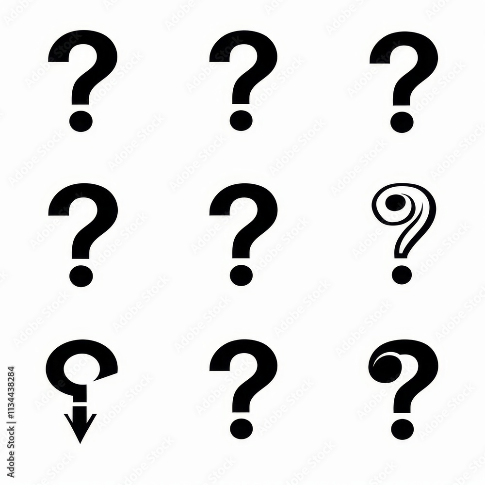 Question mark icon, quiz symbol, interrogation sign, simple rebus silhouette, questions emblem, faq set Question mark icon, quiz symbol, interrogation sign, simple rebus silhouette, questions emblem, faq set