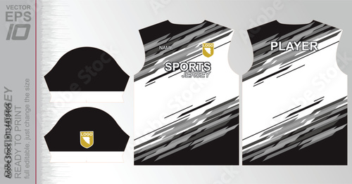 Modern ready-to-print jersey design with dynamic lines and vibrant colors. Perfect for football, basketball, cycling, or sportswear. High-quality, customizable vector file for instant printing.