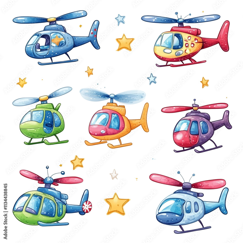 Adorable Cartoon Helicopters Collection: A Whimsical Flight of Fantasy Adorable Cartoon Helicopters Collection: A Whimsical Flight of Fantasy