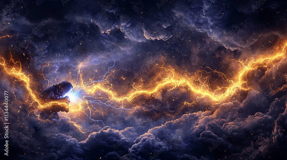Dramatic Stormy Skies with Fiery Electrical Discharges and Explosive Clouds Dramatic Stormy Skies with Fiery Electrical Discharges and Explosive Clouds