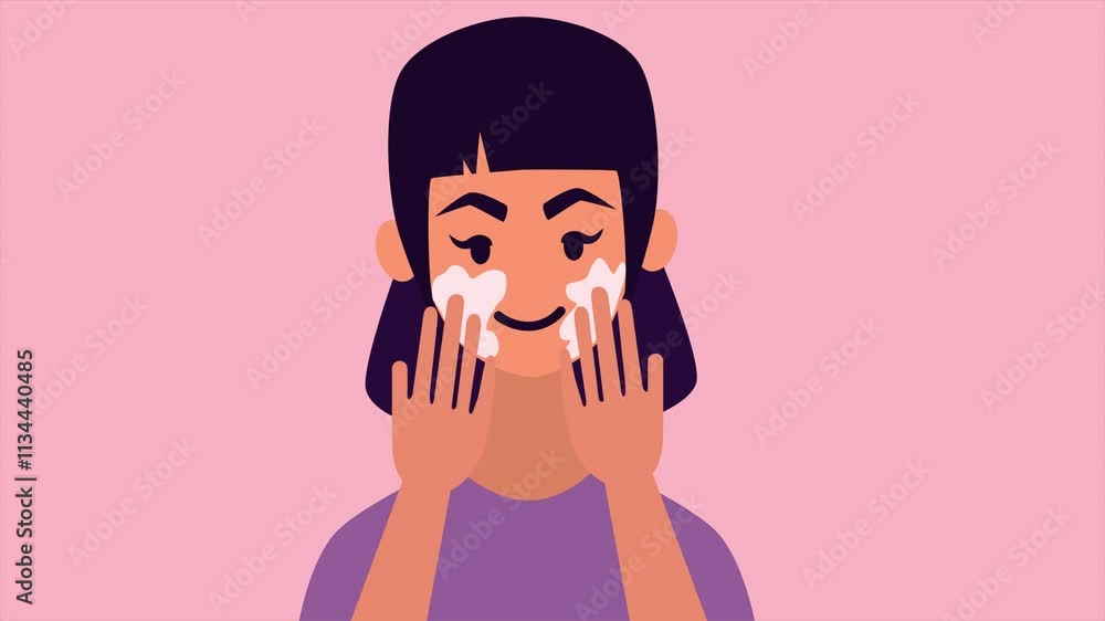 Woman using cream for skin. Minimal modern seamless motion design. Abstract loop animation Woman using cream for skin. Minimal modern seamless motion design. Abstract loop animation