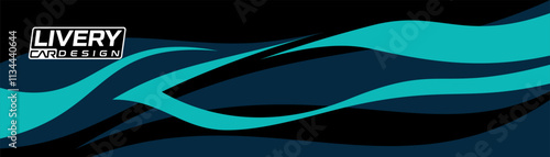 Car livery curved wave shape line, car wrap vector, Abstract line graphic design for wrapping vehicle brand