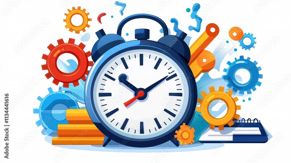 Time Management and Teamwork Concept Illustration