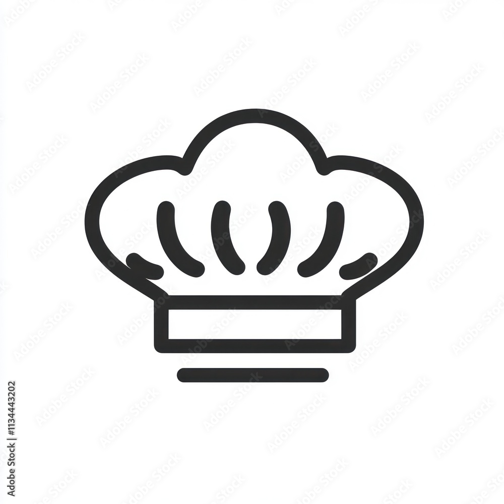 Line art illustration of a chef's hat. Line art illustration of a chef's hat.