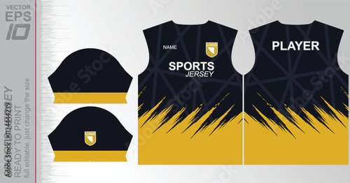 Modern ready-to-print jersey design with dynamic lines and vibrant colors. Perfect for football, basketball, cycling, or sportswear. High-quality, customizable vector file for instant printing.