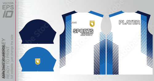 Modern ready-to-print jersey design with dynamic lines and vibrant colors. Perfect for football, basketball, cycling, or sportswear. High-quality, customizable vector file for instant printing.