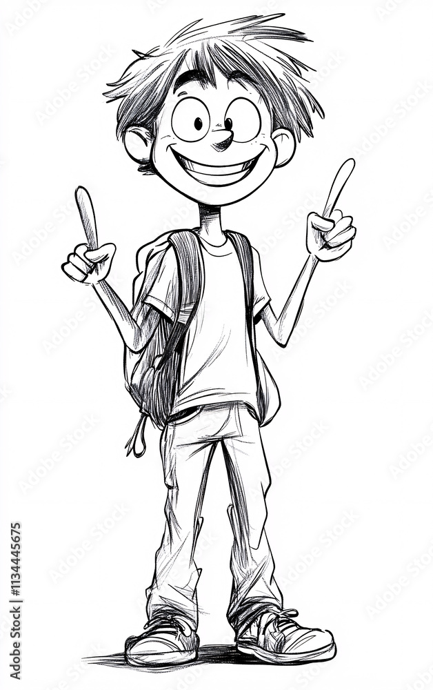 Black and White Sketches of a Teenage Boy with Thought Bubbles and Expressive Poses, Showcasing Curiosity, Imagination, and Youthful Creativity Black and White Sketches of a Teenage Boy with Thought Bubbles and Expressive Poses, Showcasing Curiosity, Imagination, and Youthful Creativity