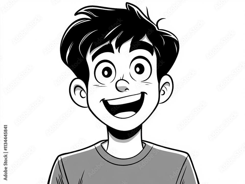 Black and White Sketches of a Teenage Boy with Thought Bubbles and Expressive Poses, Showcasing Curiosity, Imagination, and Youthful Creativity Black and White Sketches of a Teenage Boy with Thought Bubbles and Expressive Poses, Showcasing Curiosity, Imagination, and Youthful Creativity