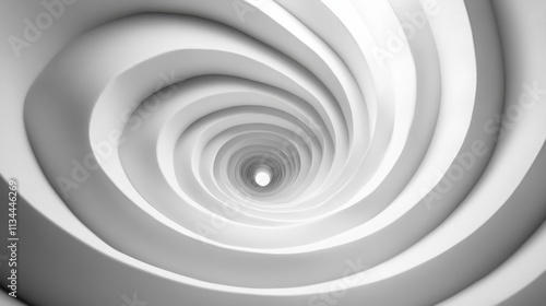 Exploring the mesmerizing spiral of light within a sculptural white tunnel at dusk