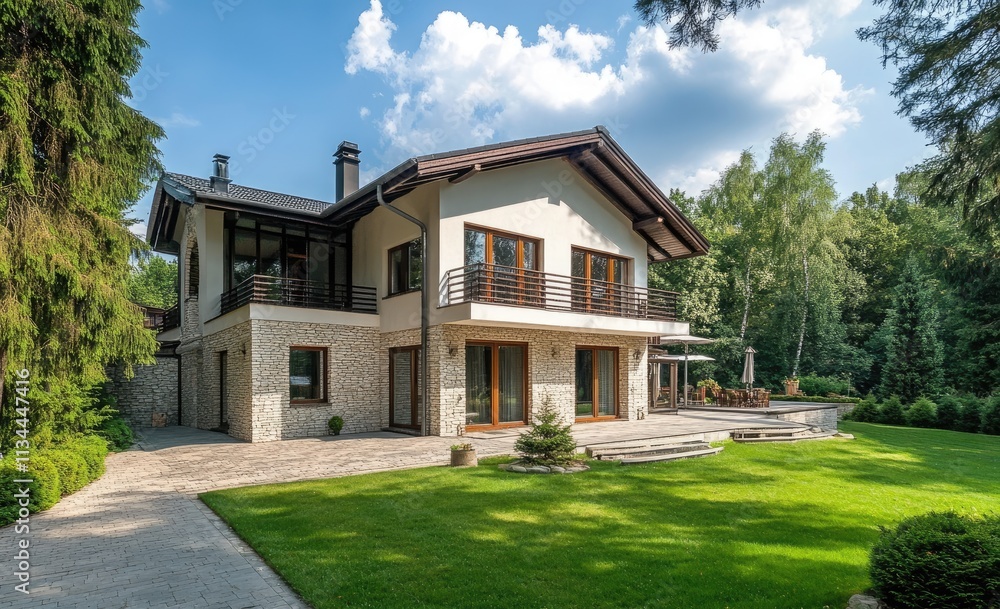 Modern house in the luxury residential area Modern house in the luxury residential area