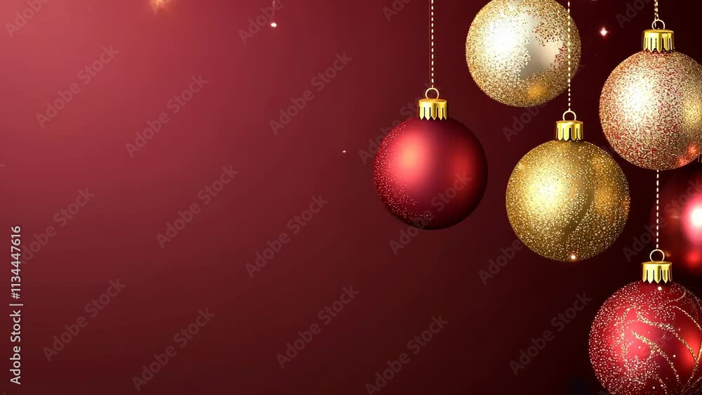 Ornament decorations hanging against a festive background during the holiday season Ornament decorations hanging against a festive background during the holiday season