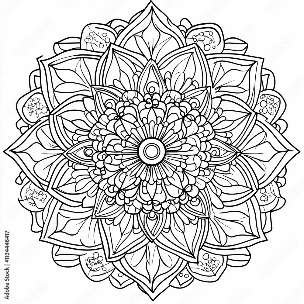 Fototapeta premium Mandala for coloring and relaxation. Anti-stress coloring book. Mandala, relaxation practice. Coloring concept.