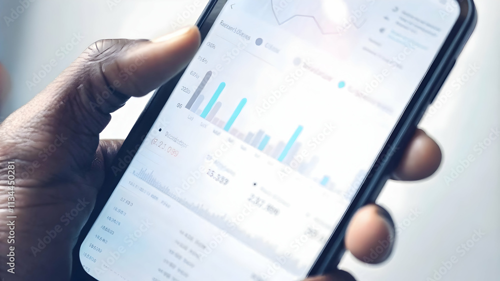 Macro View Smartphone Logistics Cost Analysis App Graphs Notifications Copy Space Macro View Smartphone Logistics Cost Analysis App Graphs Notifications Copy Space