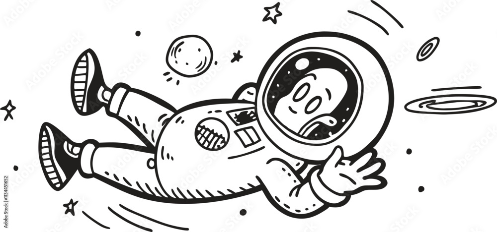 Fototapeta Doodle Illustration of Astronaut in Space