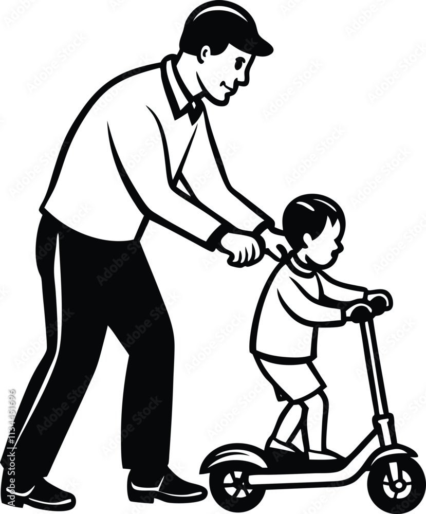 Happy Father's Day Silhouette Vector Illustrations - Celebrating Dad Happy Father's Day Silhouette Vector Illustrations - Celebrating Dad