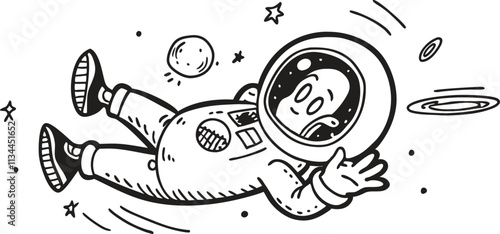 Doodle Illustration of Astronaut in Space