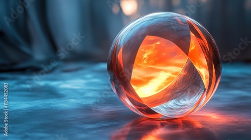 Wallpaper Mural Captivating reflections of a glowing orb amidst a dreamy blue and orange atmosphere at twilight Torontodigital.ca