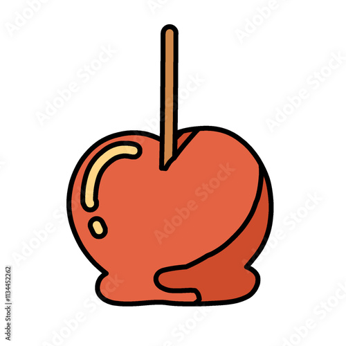 Caramelized red apple on stick