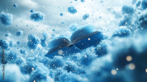 Exploring the Mystical Journey of a Book in Dreamy Clouds