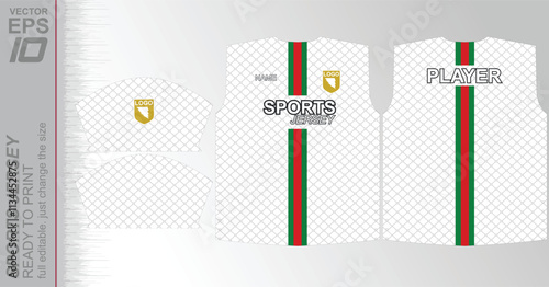 Modern ready-to-print jersey design with dynamic lines and vibrant colors. Perfect for football, basketball, cycling, or sportswear. High-quality, customizable vector file for instant printing.