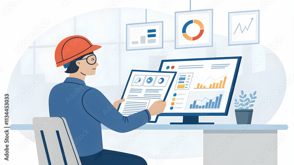 Supervisor Analyzing AI-Generated Performance Reports for Data-Driven Industry Insights with Ample Copy Space Supervisor Analyzing AI-Generated Performance Reports for Data-Driven Industry Insights with Ample Copy Space