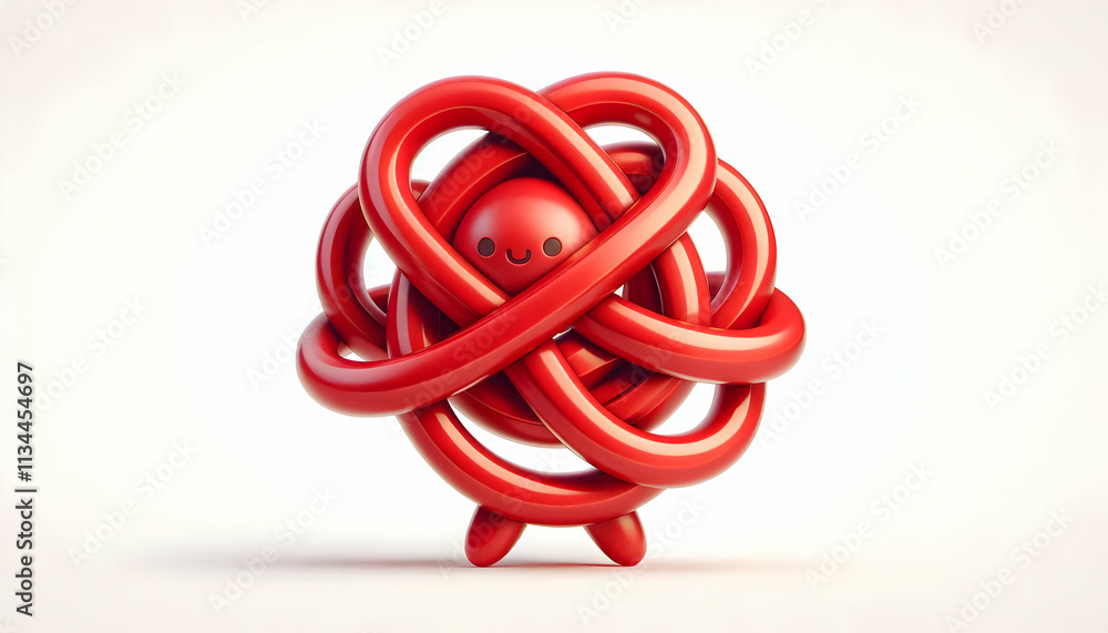 3D Vector of traditional Chinese knot in red isolated on white background. concept as A detailed vector illustration of a red Chinese knot symbolizing good luck and unity perfect for enhancing infogra 3D Vector of traditional Chinese knot in red isolated on white background. concept as A detailed vector illustration of a red Chinese knot symbolizing good luck and unity perfect for enhancing infogra