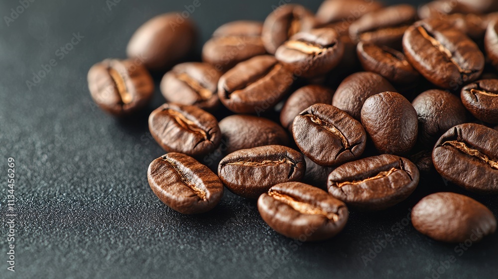 A mound of roasted coffee beans, highlighting their rich hue and texture. A mound of roasted coffee beans, highlighting their rich hue and texture.