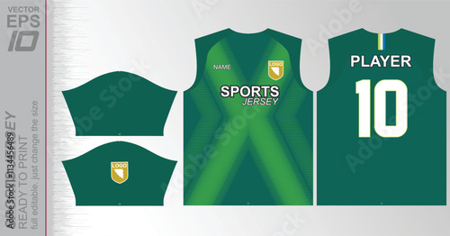 Modern ready-to-print jersey design with dynamic lines and vibrant colors. Perfect for football, basketball, cycling, or sportswear. High-quality, customizable vector file for instant printing.