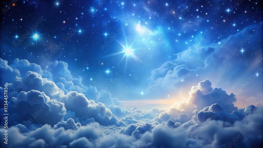 Light clouds softly cover a starry night sky, creating a dreamy and mysterious atmosphere, clouds, coverage Light clouds softly cover a starry night sky, creating a dreamy and mysterious atmosphere, clouds, coverage